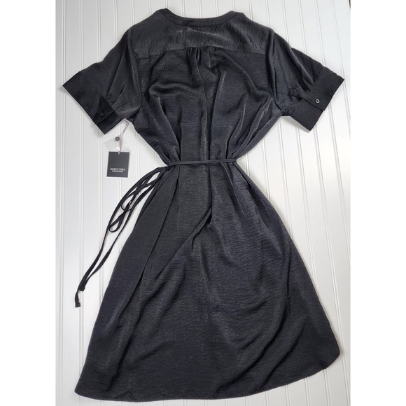Simply Vera Vera Wang Black Belted Shirt Dress Tie Waist Midi Knee Length XXL - Picture 2 of 13